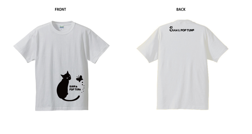 SiAM&POPTUNe　猫柄Tシャツ(白)
